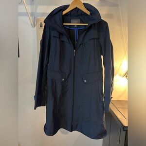 Cole Haan Navy blue signature packable rain coat